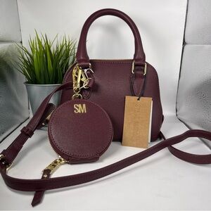 Steve Madden Hope Mini Bag- Removable Crossbody Strap & Coin Pouch Wine Burgundy